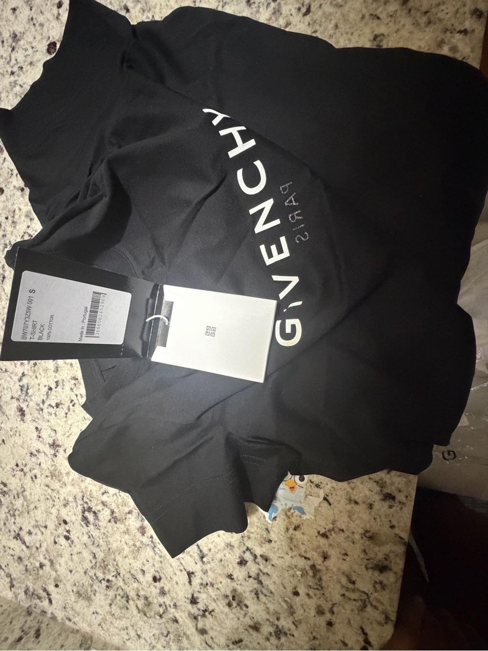 Givenchy Black tee shirt with White Vertical Logo ( front&back) (small)
